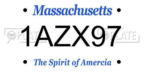 1AZX97 Massachusetts License Plate