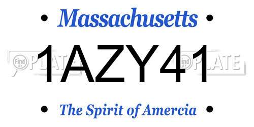 1AZY41 Massachusetts License Plate