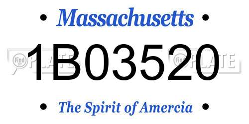 1B03520 Massachusetts License Plate