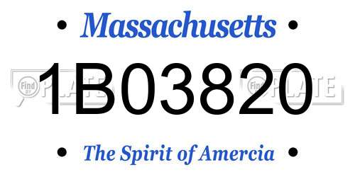 1B03820 Massachusetts License Plate