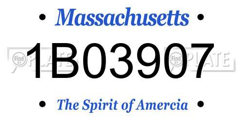 1B03907 Massachusetts License Plate