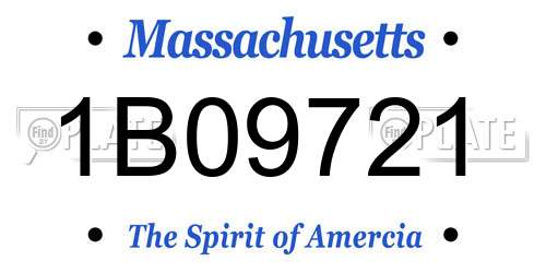 1B09721 Massachusetts License Plate