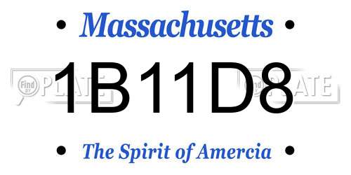 1B11D8 Massachusetts License Plate