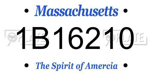 1B16210 Massachusetts License Plate