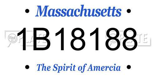 1B18188 Massachusetts License Plate
