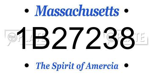 1B27238 Massachusetts License Plate