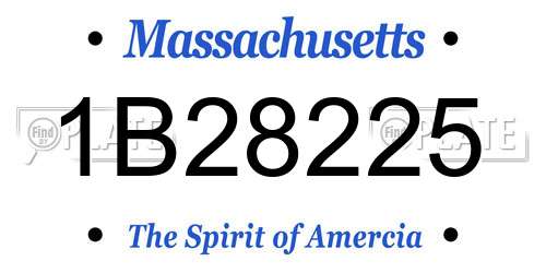 1B28225 Massachusetts License Plate