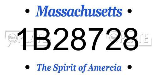1B28728 Massachusetts License Plate