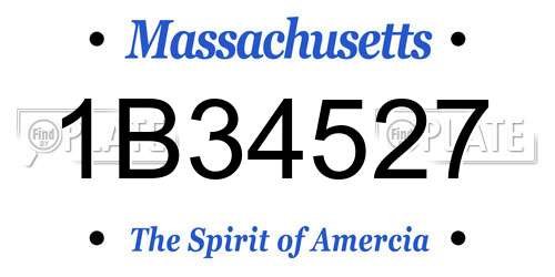 1B34527 Massachusetts License Plate