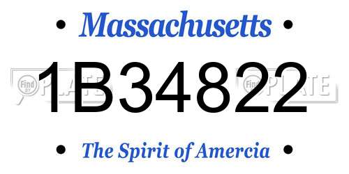 1B34822 Massachusetts License Plate