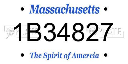 1B34827 Massachusetts License Plate