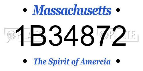 1B34872 Massachusetts License Plate