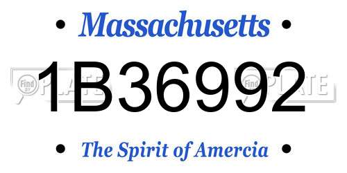 1B36992 Massachusetts License Plate