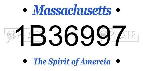 1B36997 Massachusetts License Plate