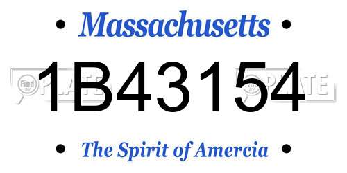1B43154 Massachusetts License Plate