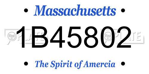 1B45802 Massachusetts License Plate