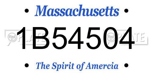 1B54504 Massachusetts License Plate