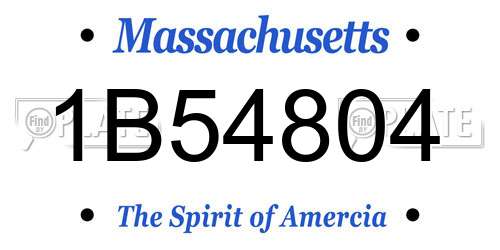 1B54804 Massachusetts License Plate