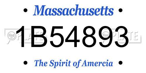 1B54893 Massachusetts License Plate