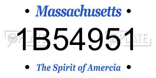1B54951 Massachusetts License Plate
