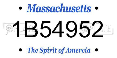 1B54952 Massachusetts License Plate