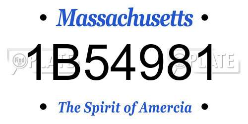 1B54981 Massachusetts License Plate