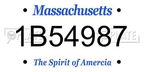 1B54987 Massachusetts License Plate