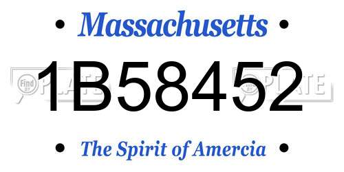 1B58452 Massachusetts License Plate