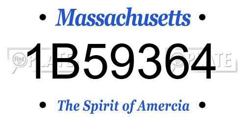 1B59364 Massachusetts License Plate