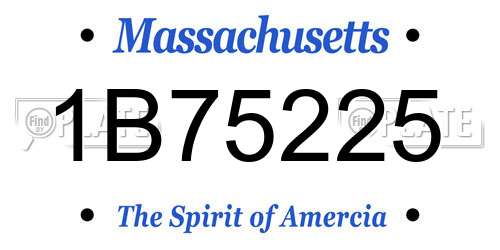 1B75225 Massachusetts License Plate