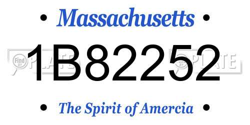 1B82252 Massachusetts License Plate