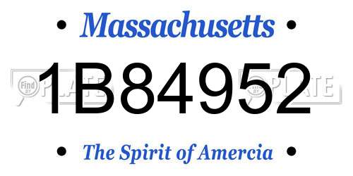 1B84952 Massachusetts License Plate