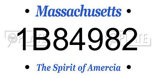 1B84982 Massachusetts License Plate