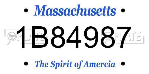 1B84987 Massachusetts License Plate