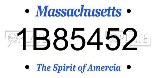 1B85452 Massachusetts License Plate