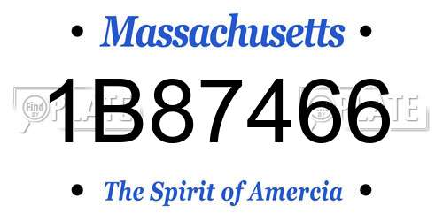 1B87466 Massachusetts License Plate