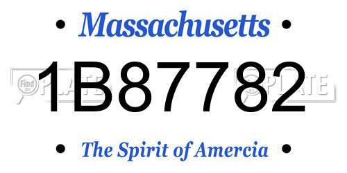 1B87782 Massachusetts License Plate