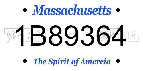 1B89364 Massachusetts License Plate