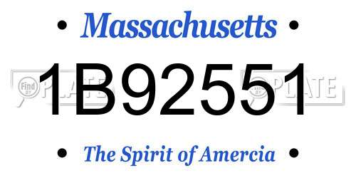 1B92551 Massachusetts License Plate