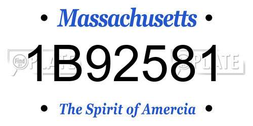 1B92581 Massachusetts License Plate
