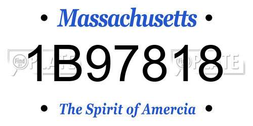 1B97818 Massachusetts License Plate