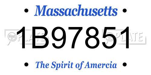 1B97851 Massachusetts License Plate