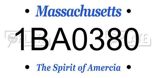 1BA0380 Massachusetts License Plate