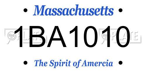 1BA1010 Massachusetts License Plate