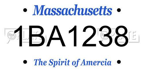 1BA1238 Massachusetts License Plate