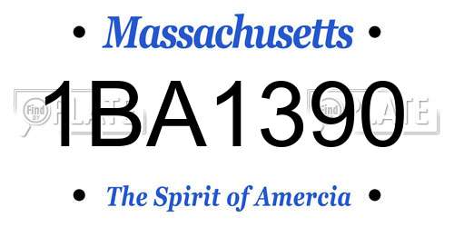 1BA1390 Massachusetts License Plate