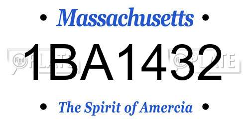 1BA1432 Massachusetts License Plate