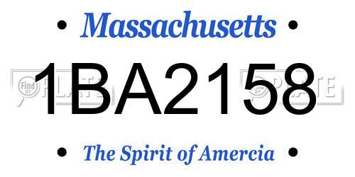 1BA2158 Massachusetts License Plate