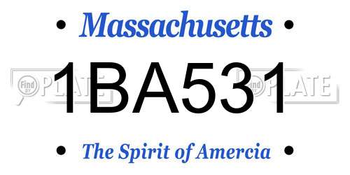 1BA531 Massachusetts License Plate