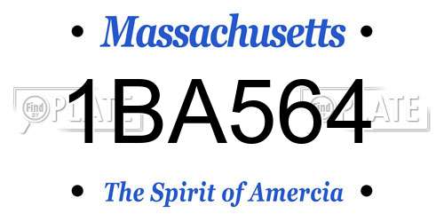 1BA564 Massachusetts License Plate